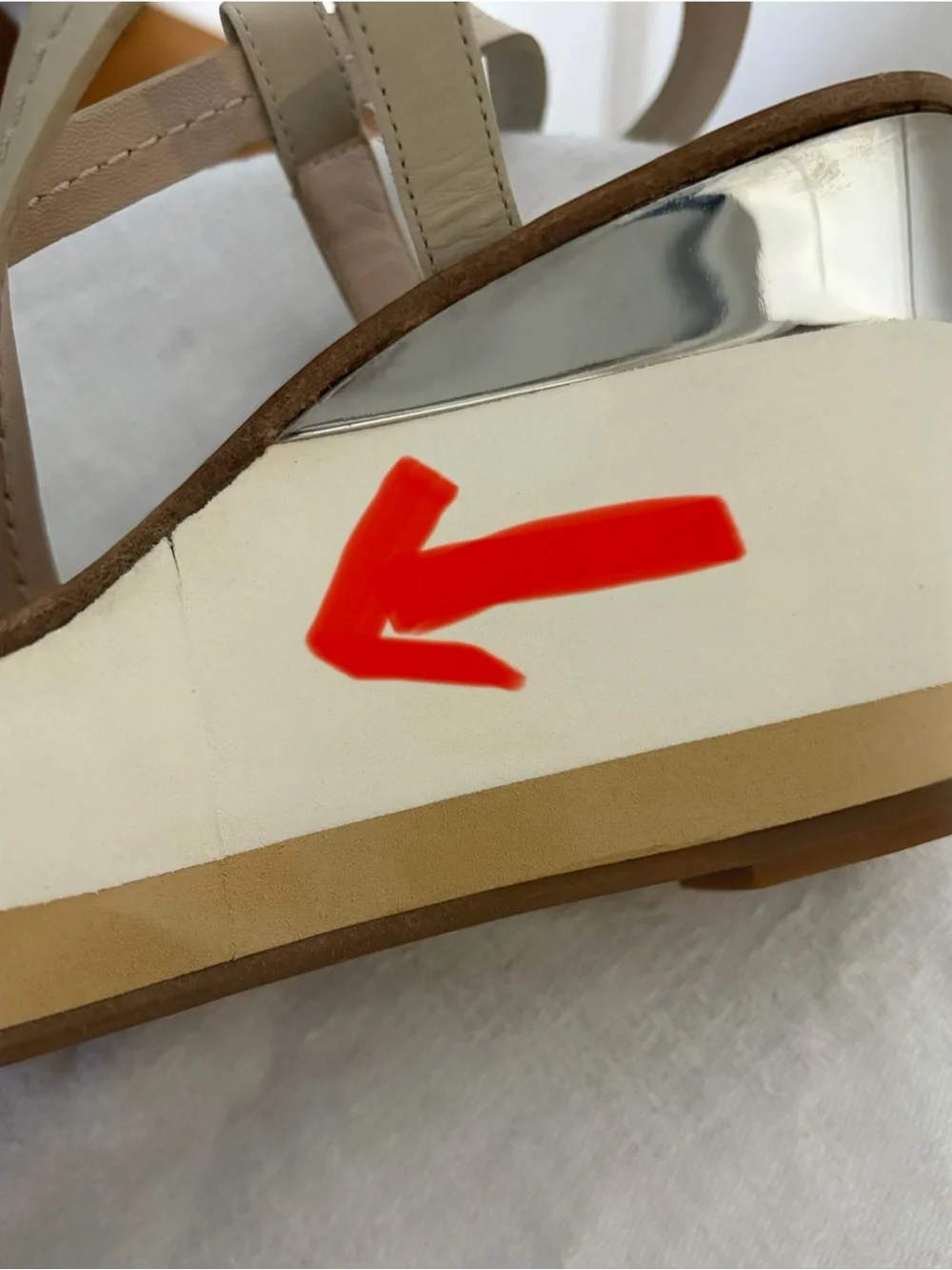Jil Sander Strappy Leather and Rope Wedge Sandals, beige w/silver, 38, GUC